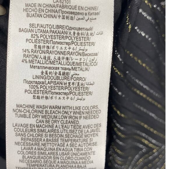 BCBGMAXAZRIA Ruffled Fit & Flare Mini Dress Metallic Lurex Stripe Black NEW XXS - Picture 13 of 13